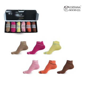 Women ankle length colorful socks (Pack of 6 pairs)