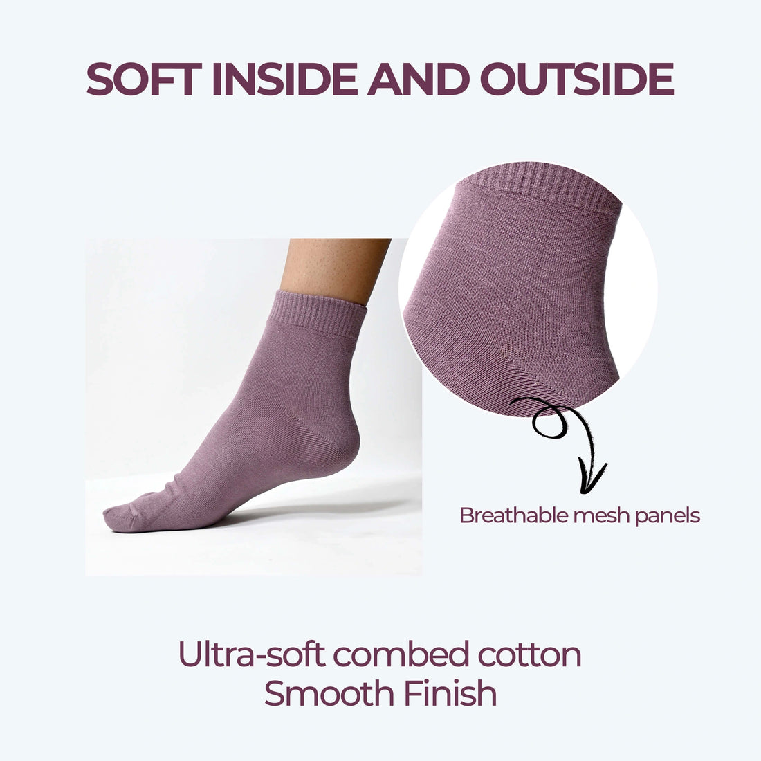 Men's cotton plain ankle length socks (Pack of 4 pair)