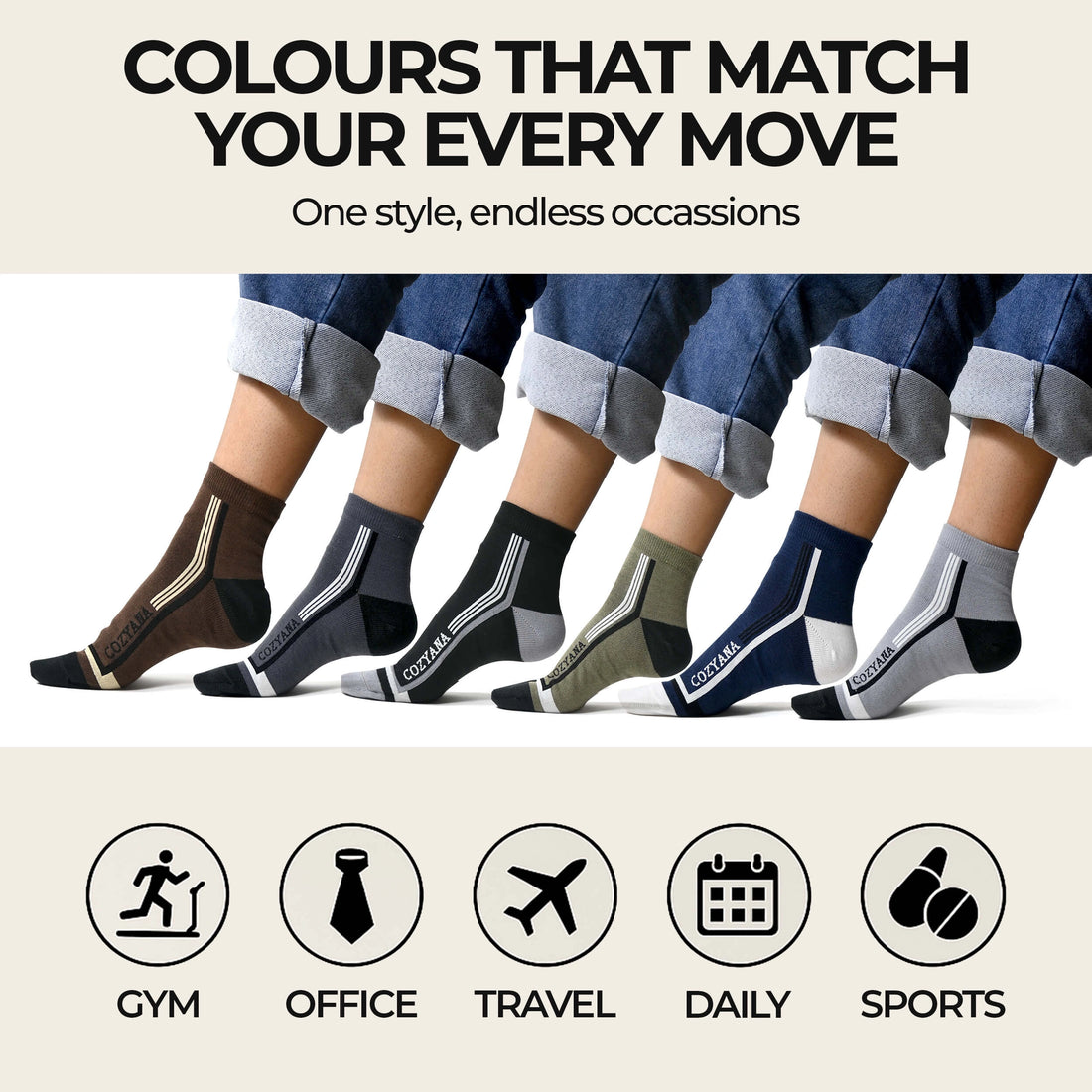 Men's sport ankle length socks (Pack of 6 pair)