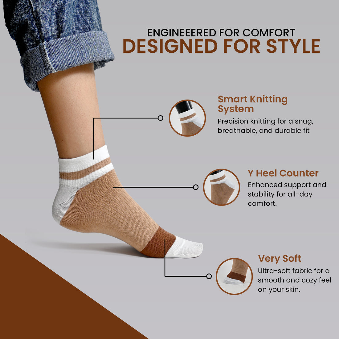 Men's Cotton Low Cut Ankle Length Socks (Pack of 3 Pairs)