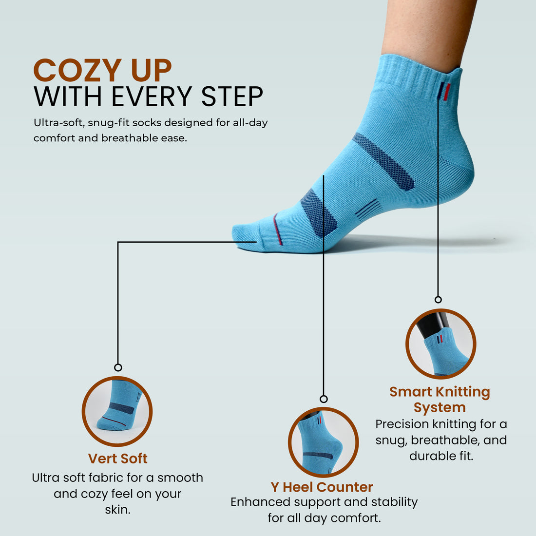 Men's Cotton Ankle Length Socks – All-Day Comfort & Unisex Design (Pack of 4 Pairs)