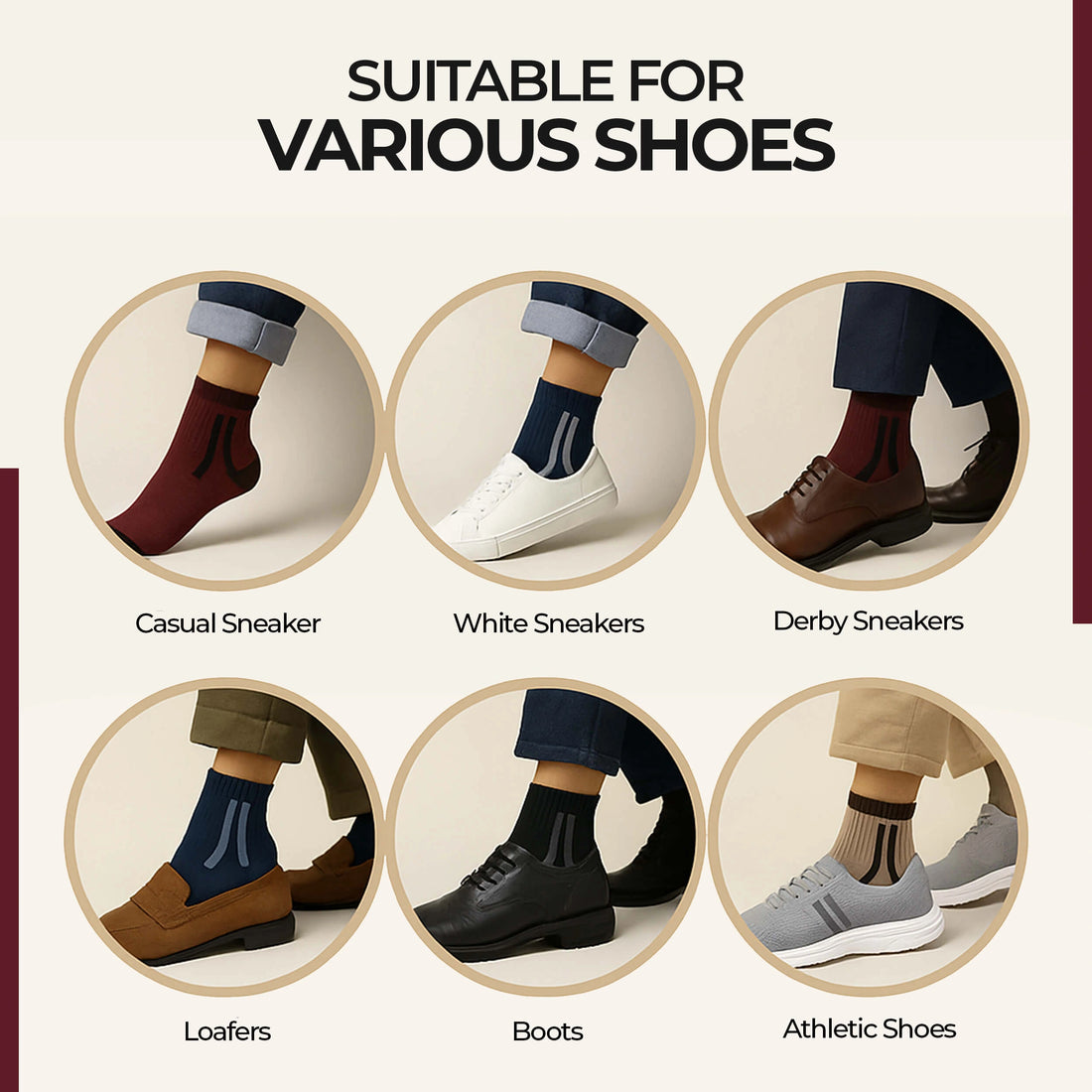 Men's cotton unisex ankle length socks (Pack of 6 pair)