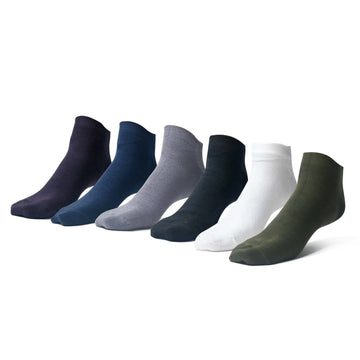 Men's cotton plain low cut ankle length socks (Pack of 6 pair)
