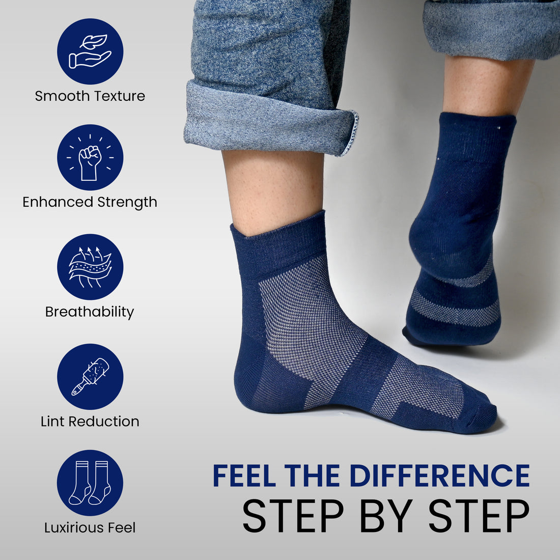 Men's cotton net ankle length socks stay comfy & stay strong (Pack of 3 pair)