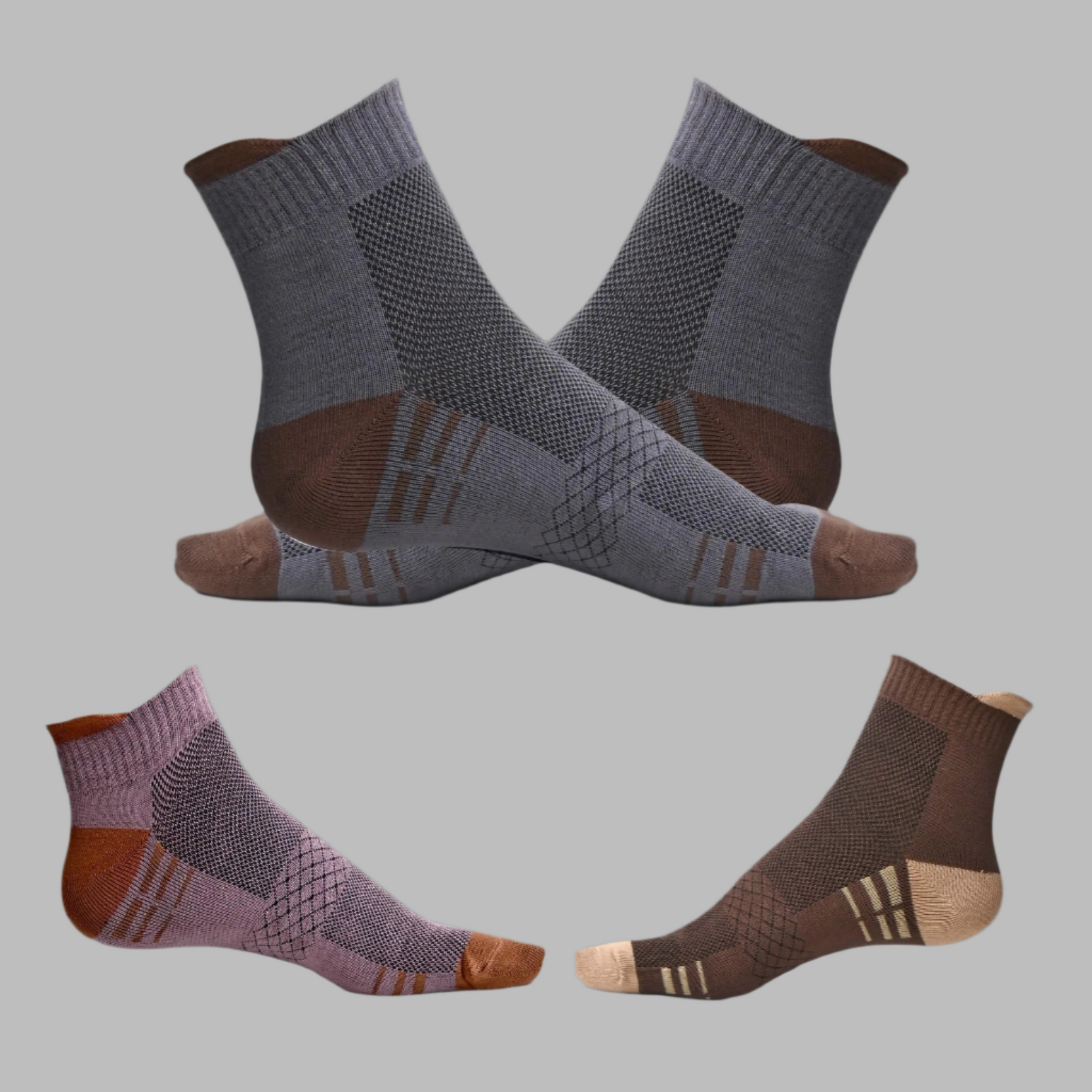 Men's cotton Net ankle length socks (Pack of 3 pair)